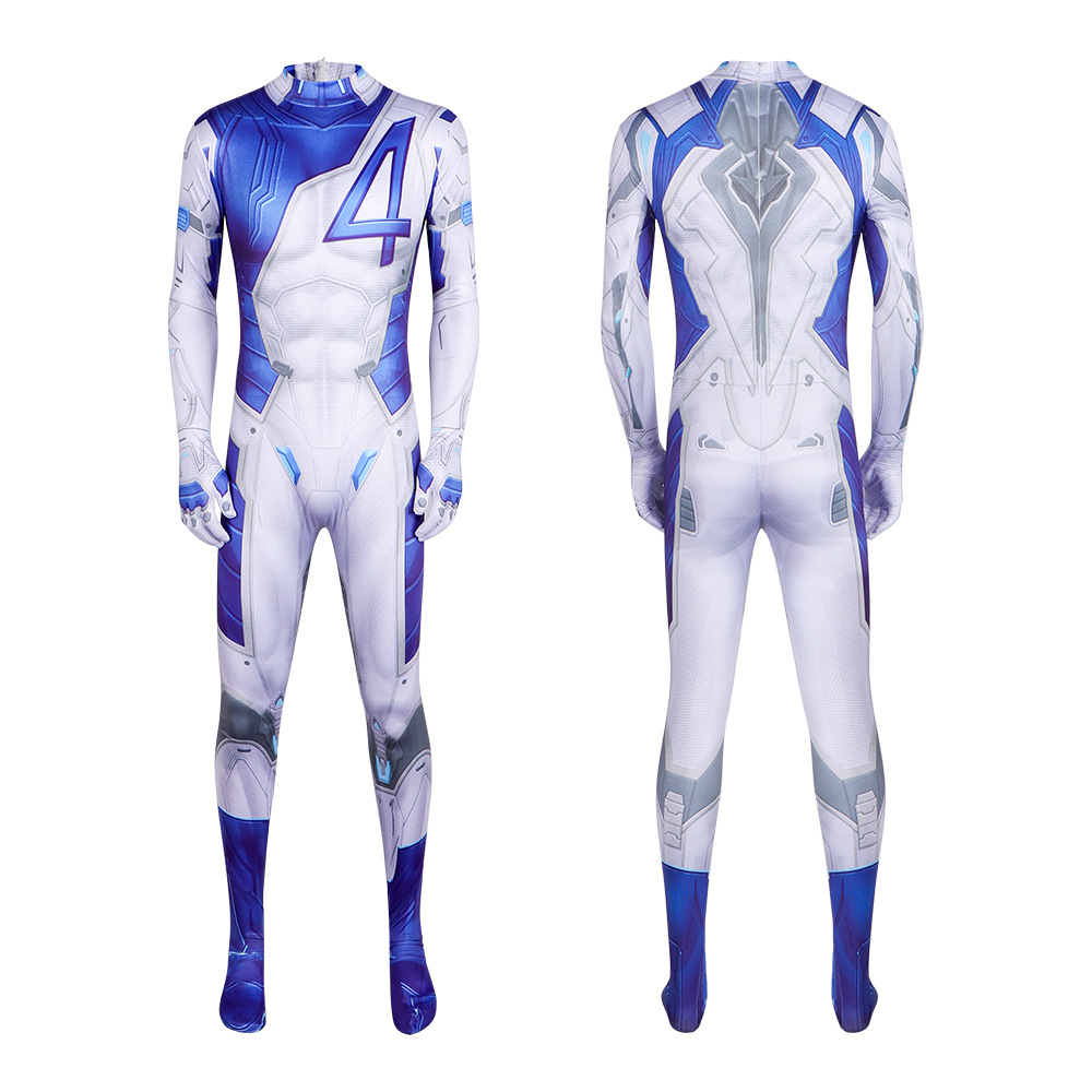 Mens Fashion Jumpsuit - Kombinezon cosplay postaci z gry, niebiesko-biały