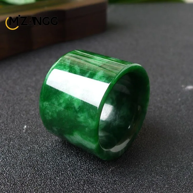 Men'S Fashion Rings - Naturalny Myanmar jadeitowy pierścionek chiński Carving