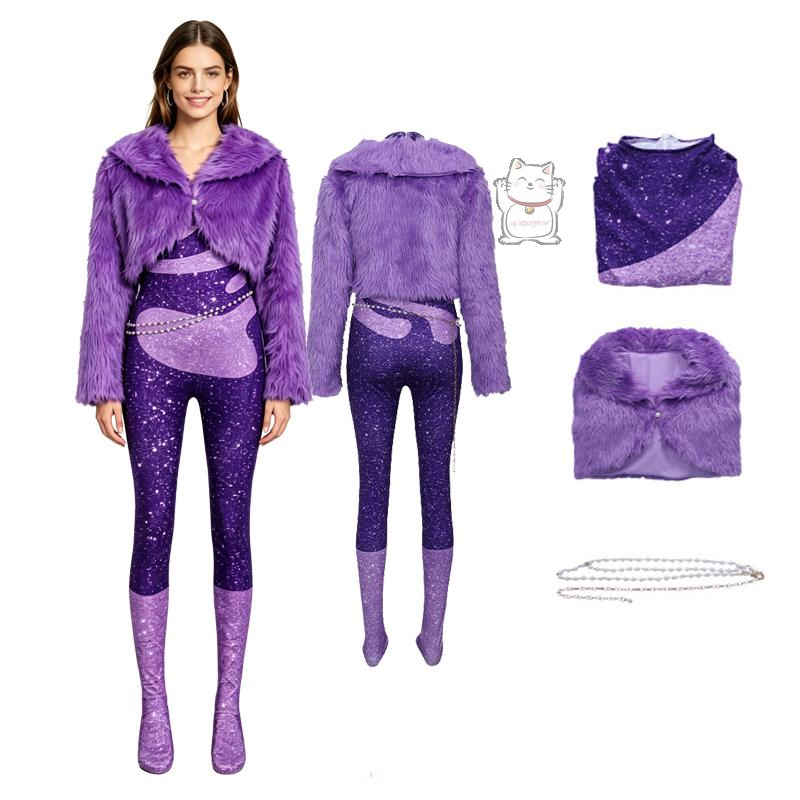 Mens Fashion Jumpsuit - Anime Zwierzęca Impreza Shakira Futro Fioletowy